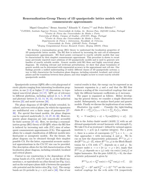 Pdf Renormalization Group Theory Of D Quasiperiodic Lattice Models