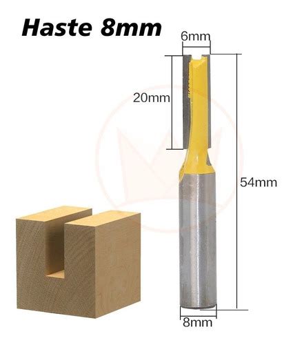 Fresa P Tupia Reta 6mm X Haste 8mm 2 Cortes Cnc Router Parcelamento