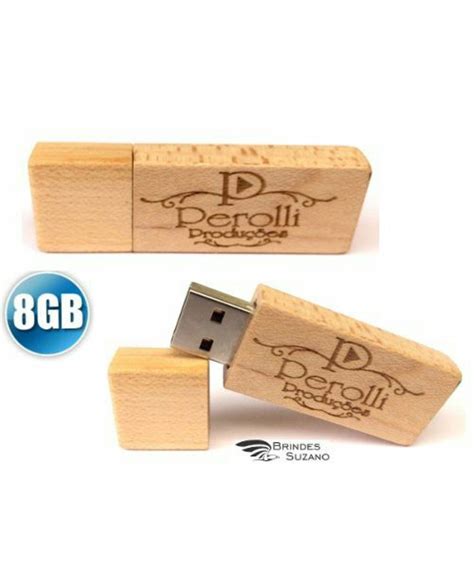 Pen Drive Madeira Gb Personalizado Elo Produtos Especiais