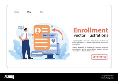 Enrollment Process Visualized Businessman Interacts With An Online