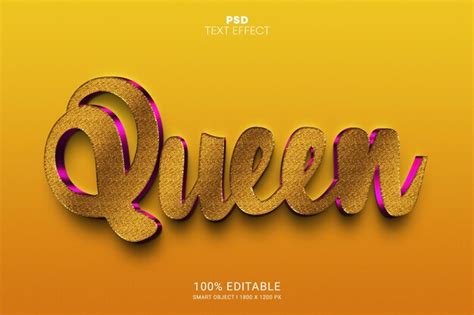 Design de efeito de texto editável queen psd PSD Premium