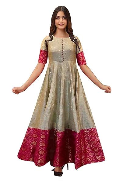 Buy Mohtarma Women S South Indian Silk Gown Banarasi Model One Piece