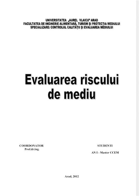 Pdf Evaluarea Riscului De Mediu Dokumen Tips