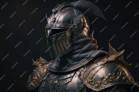 Premium Ai Image Medieval Fantasy Armor And Helmet Of Walking Knight