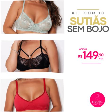 10 Sutiãs Sem Bojo Variados Revenda Lingerie Preços de Fábrica