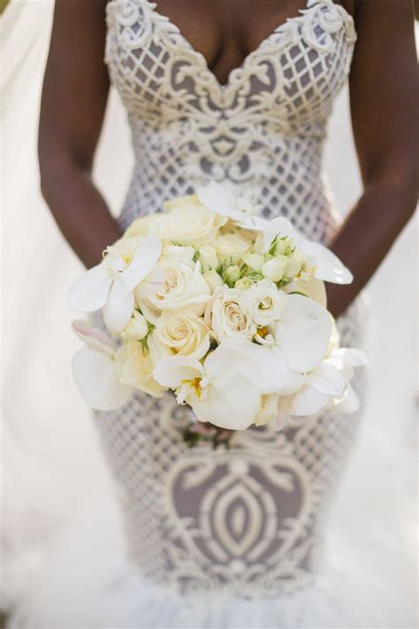 Classic White Rose and Orchid Bouquet