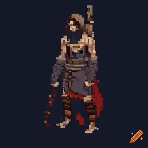 Pixel Art Character Sprite Sheet With Sword And Gun Animations On Craiyon