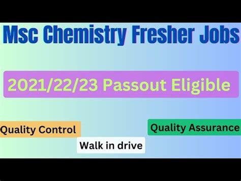 Msc Chemistry Fresher Jobs Quality Assurance And Quality Control