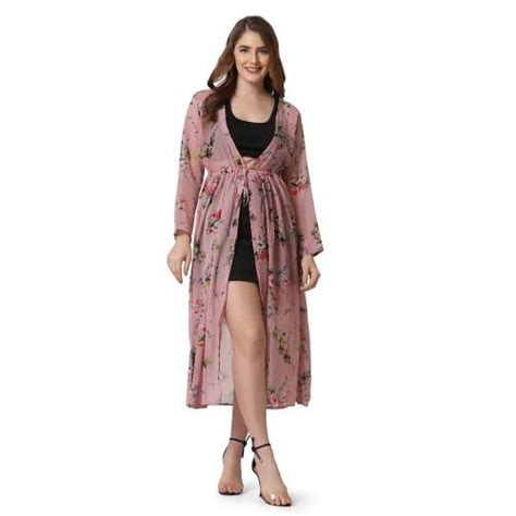 Buy BuyNewTrend Gajri Georgette Floral Print Women Long Shrug Online At