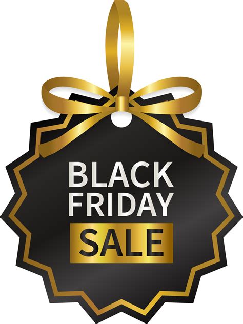 Black Friday Sale Price Tag With Gold Ribbon Png Design 13892342 Png