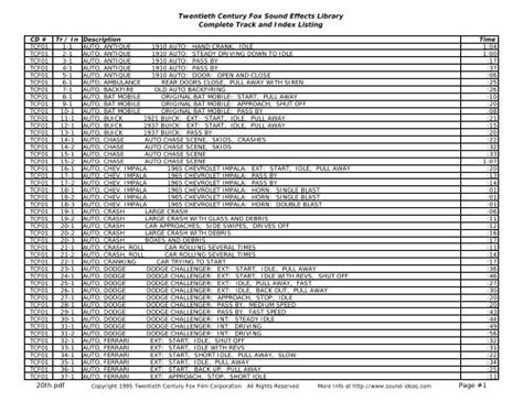 Twentieth Century Fox Sound Effects Library - Sound Ideas