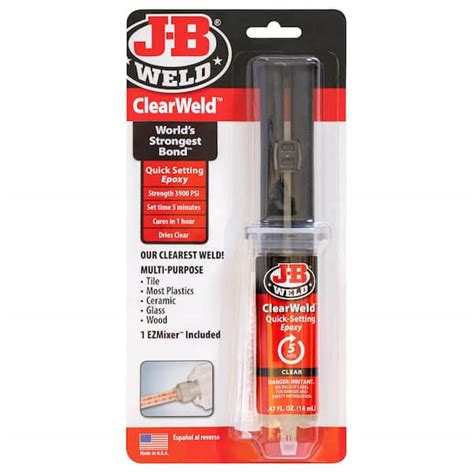 J B Weld 0 47 Oz ClearWeld 50114H The Home Depot