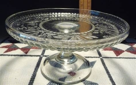 Canadian Pressed Glass Nova Scotia Starflower Cake Plate 19th Century Pressed Glass Cake