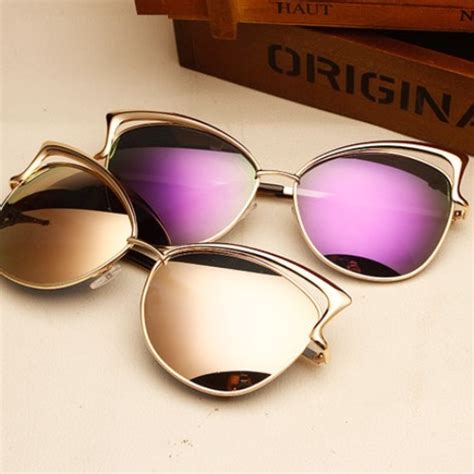 Cat Eyes Sunglasses Gold Metal Frame Vintage Retro Look | Sunglass Zen