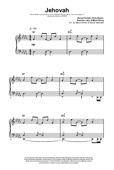 Jehovah Choral Anthem Satb Octavo Sheet Music Pdf Elevation Worship