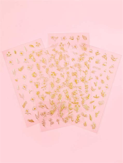 Sheets Floral Pattern Nail Art Sticker Shein Usa