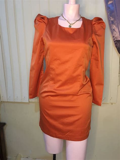 Rust Orange Puff Sleeve Sexy Dress Womens Fashion Dresses And Sets Dresses On Carousell