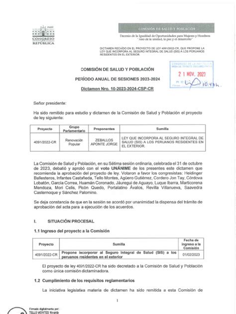 Proyecto De Ley Que Propone Incorporación De Peruanos Residentes En El