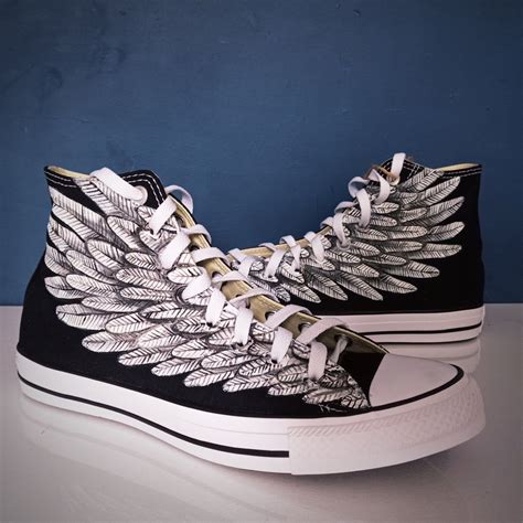 Hand Painted Black Angel Wings Shoes Custom Wings Shoes Etsy In 2024