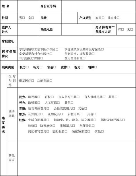 残疾人康复需求调查表及汇总表20121word文档在线阅读与下载无忧文档