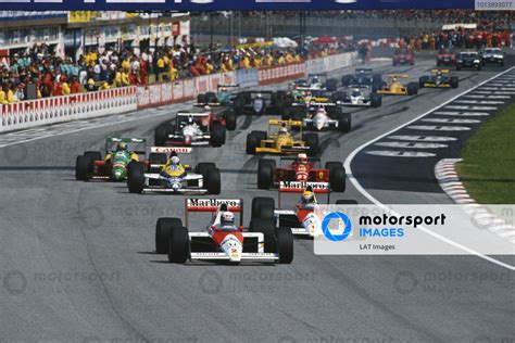 Imola Italy Alain Prost Leads Ayrton Senna Both Mclaren Mp