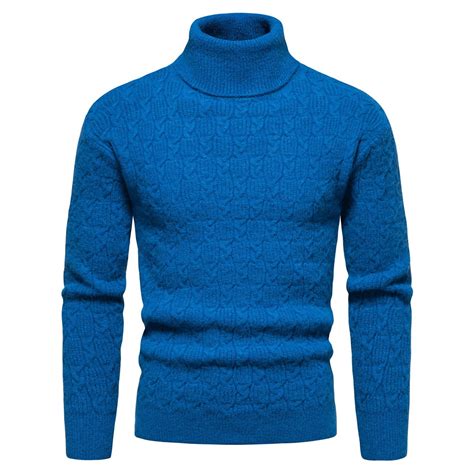 Men S Turtleneck Knitted Sweater Casual Slim Fit Basic Tops Long Sleeve