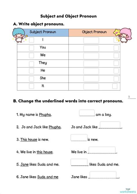 Subject And Object Pronoun And Numbers Interactive Worksheet Topworksheets