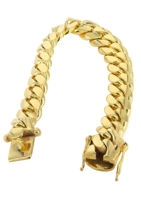 14k Gold Bracelet Solid Miami Cuban Link Frostnyc