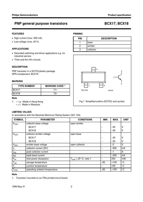 Bcx Datasheet Pnp General Purpose Transistors