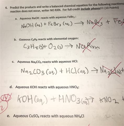 Solved Predict The Products And Write A Balanced Chemical Chegg