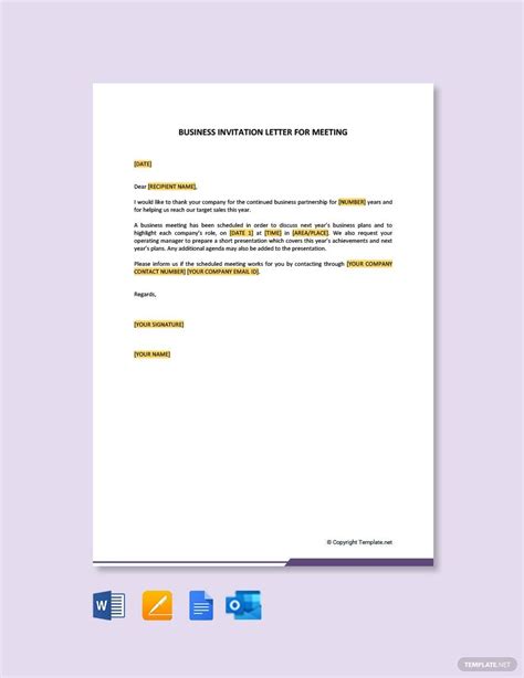 Business Meeting Letter In Google Docs Word Pages Outlook PDF