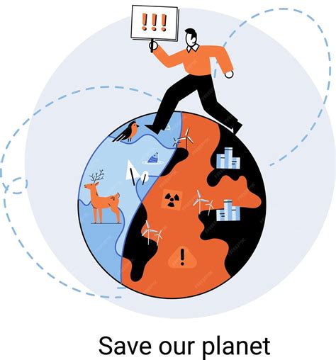 気候を変える 自然 生物多様性 母なる大地 気候変動と地球を救うメタファー 世界環境デー プレミアムベクター