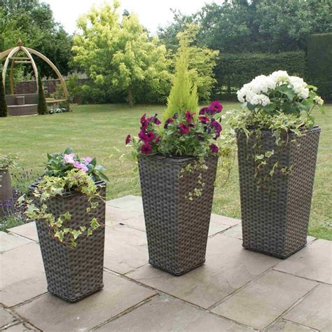 Maze Rattan Victoria Tall Planter Set GardenStreet