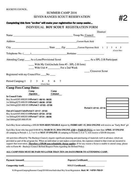 Fillable Form Boy Scout Adult Registration Printable Forms Free Online