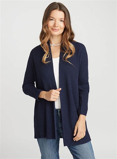 Open Rib Knit Cardigan Cardigans Marine Blue Cardigan Cardigans For Women Rib Knit Cardigan