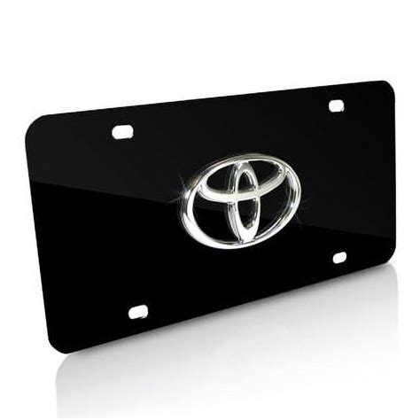 Auto Gold Toycb Chrome On Black License Logo Plate Toyota