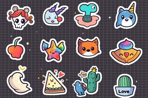 Ten Cartoon Style Stickers Brimming | Premium AI-generated vector