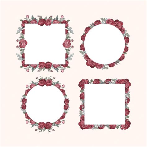 Premium Vector Hand Drawn Red Rose Flower Frame Background