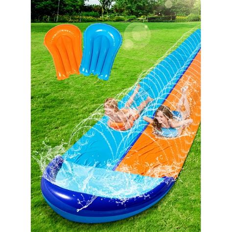 Syncfun 32 5ft Double Water Slide And 2 Inflatable Boards Heavy Duty