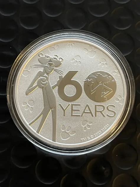 2024 1 OZ 9999 Silver Tuvalu Pink Panther 60th Anniversary Coin BU In