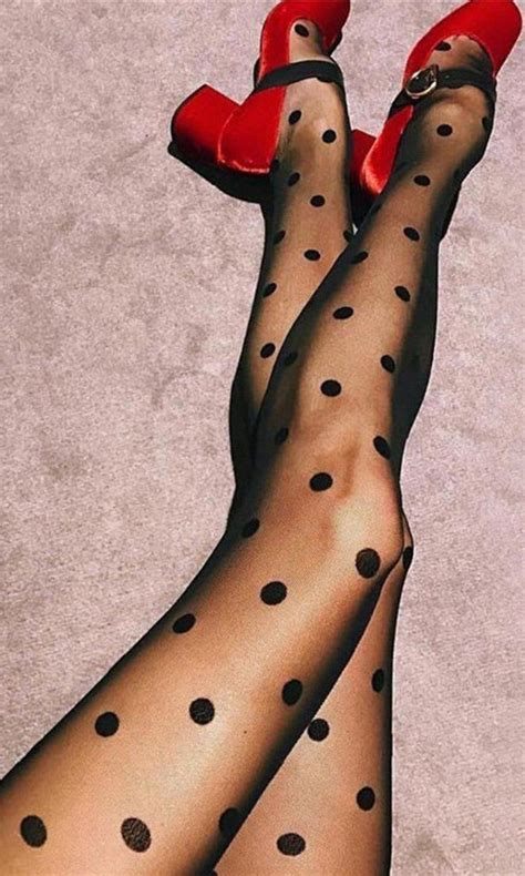 Dotted Line Sheer Black Polka Dot Pattern Stockings Tights Polka Dot Tights Womens Tights