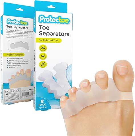 Box Of 8 Pcs Protectoe Gel Toe Separators For Overlapping Toestoe