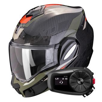 Pack Casco Moto Kit Bluetooth Scorpion Exo Tech Evo Carbon Rover