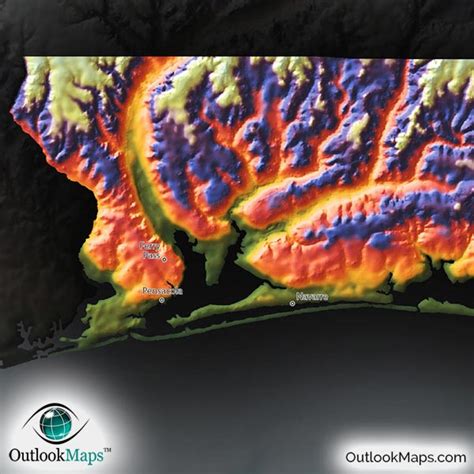 Florida Topography Map | Colorful Natural Physical Landscape