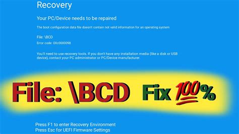 File Bcd Error Code Xc Windows File Bcd Error Xc