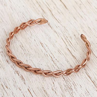 Handcrafted Braided Copper Cuff Bracelet From Mexico Brilliant Braid