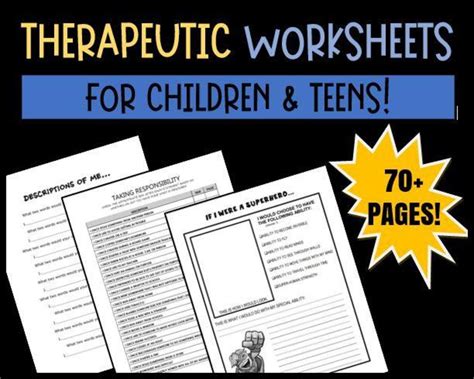 Therapeutic Worksheets For Children And Teens Journal Pages Etsy