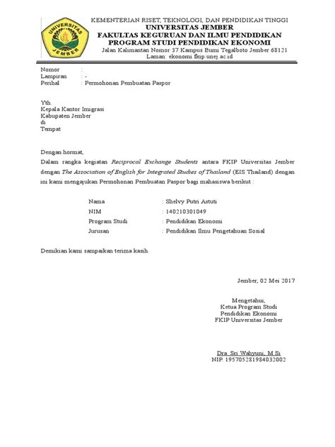 Surat Rekomendasi Pembuatan Paspor Pdf