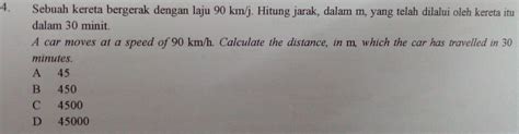 Solved Sebuah Kereta Bergerak Dengan Laju Km J Hitung Jarak