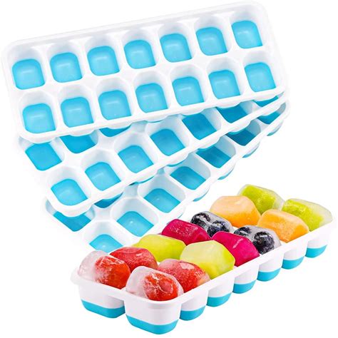 Lce Cube Trays Silicone Ice Cube Tray With Removable Lid Easy Release